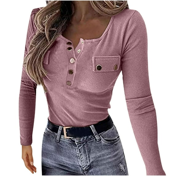 Honeeladyy Women's Solid Color Fashion Knitting Slim Long Sleeve Hedging Autumn Winter Top