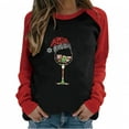 thumbnail image 1 of Honeeladyy Women's Spring Patchwork Christmas Printed Long Sleeves Round Neck Casual Tee Tops, 1 of 6
