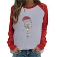 thumbnail image 1 of Honeeladyy Women's Spring Patchwork Christmas Printed Long Sleeves Round Neck Casual Tee Tops, 1 of 6