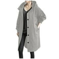 thumbnail image 1 of Honeeladyy Women's Trench Coat Classic Long Button Down Fall Fashion Lapel Slim Overcoat Gray XXL, 1 of 5