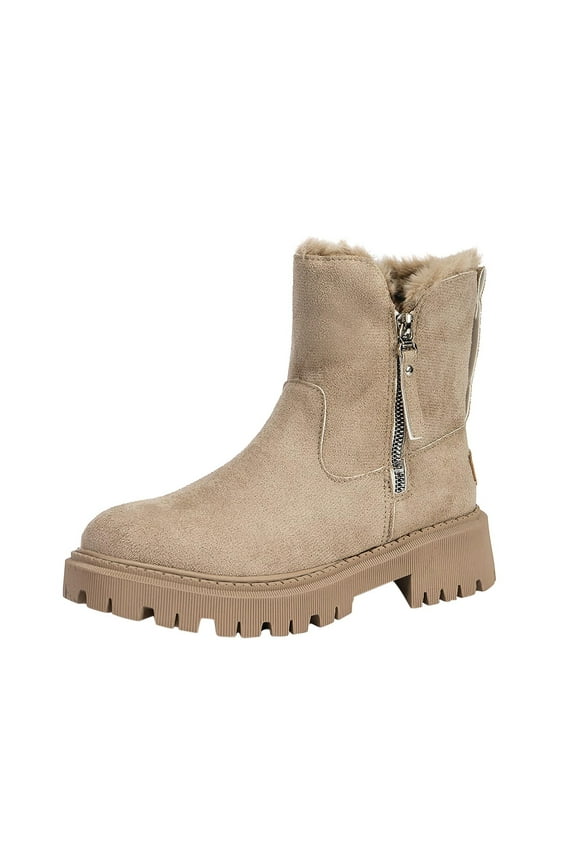 Women's Warm Zipper Snow Boots Large Winter Plush Platform Boots Party Shoes