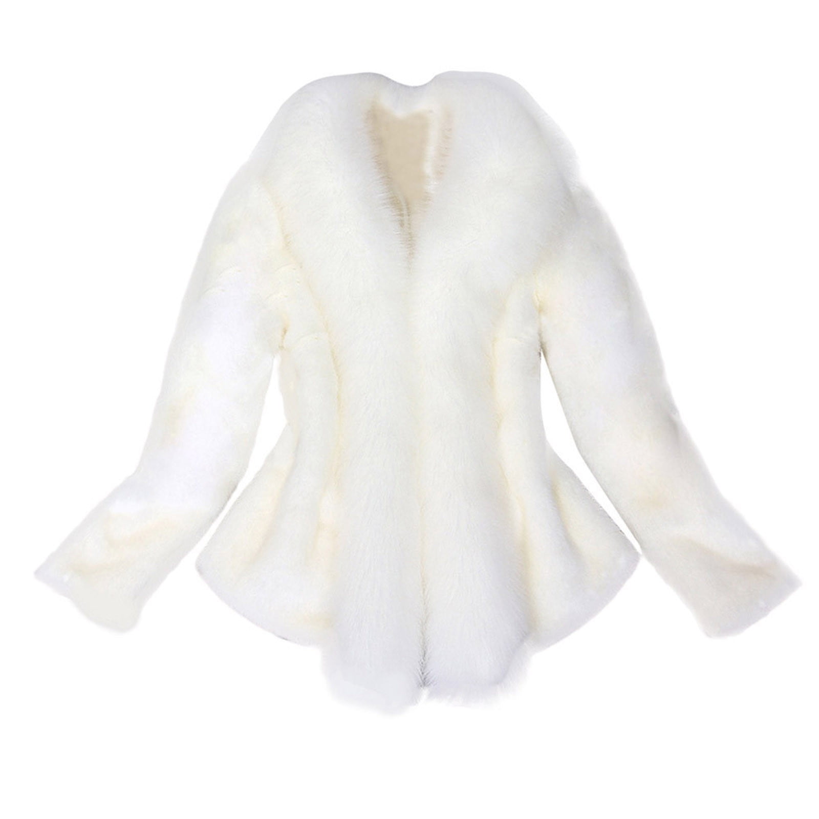 Honeeladyy Women's Winter Faux Fur Coat Wedding Bride Cloak Cape Shawl ...