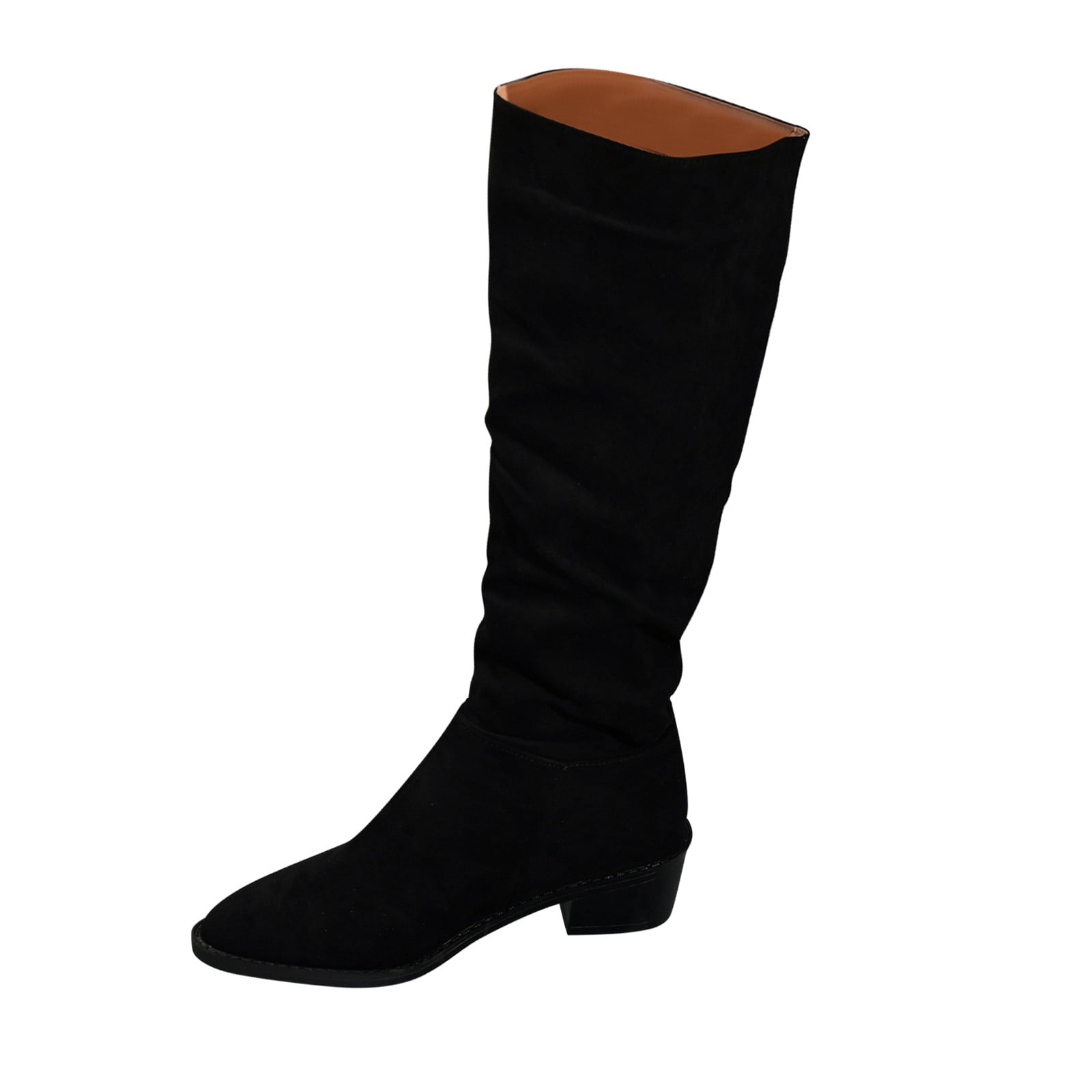 Fashion Knee High Boots Women Slim Suede Autumn Winter Warm Boots Female Low  Heels Black Long