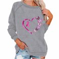 thumbnail image 1 of Honeeladyy Womens Breast Cancer Awareness Sweatshirts, Ladies Ribbon Print Pullover, Long Sleeve Casual Crewneck Hoodless Tops #Rr-Gray-XXL, 1 of 6