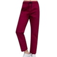 thumbnail image 1 of Honeeladyy Womens Casual Elastic Waist Drawstring Pants Straight Cotton Trousers with Pockets Christmas Gifts for Wife Wine L, 1 of 5