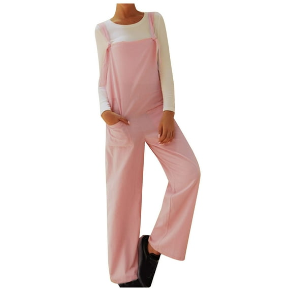 Honeeladyy Womens Casual Summer Solid Colour Jumpsuit with Pockets Sleeveless Straight Pants