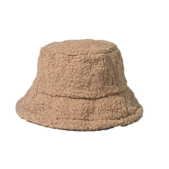 Honeeladyy Womens Fleece Bucket Hat ,Girls Lightweight Outdoor Winter Plush Fuzzy Bucket Hat Faux Fur Shearling Fisherman Hats for Hunting