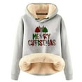 thumbnail image 1 of Honeeladyy Womens Fleece Lined Hooded Sweatshirt, Winter Solid Color Chirstmas Letter Printed Thick Pullover Christmas Gift, 1 of 3