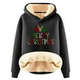 thumbnail image 1 of Honeeladyy Womens Fleece Lined Hooded Sweatshirt, Winter Solid Color Chirstmas Letter Printed Thick Pullover Valentine's Day Gift, 1 of 3