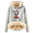 thumbnail image 1 of Honeeladyy Womens Fleece Sherpa Lined Sweatshirt ,Girls Winter Outdoor Pullover Shirt Long Sleeve Christmas Print Drawstring Hooded Thick Tops Christmas Gift, 1 of 3