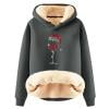 Honeeladyy Womens Fleece Sherpa Lined Sweatshirt ,Girls Winter Warm Outfit Long Sleeve Christmas Print Drawstring Hooded Thick Tops Thanksgiving Gift