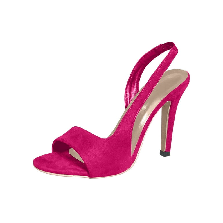 HOT Peep Toe Fuchsia Heels Wedding Honeeladyy Womens High