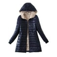 thumbnail image 1 of Honeeladyy Womens Hooded Fleece Ultra Lightweight Long Coat,Winter Warm Wateproof Zipper Slim Outwear Anniversary Gift Navy S, 1 of 1