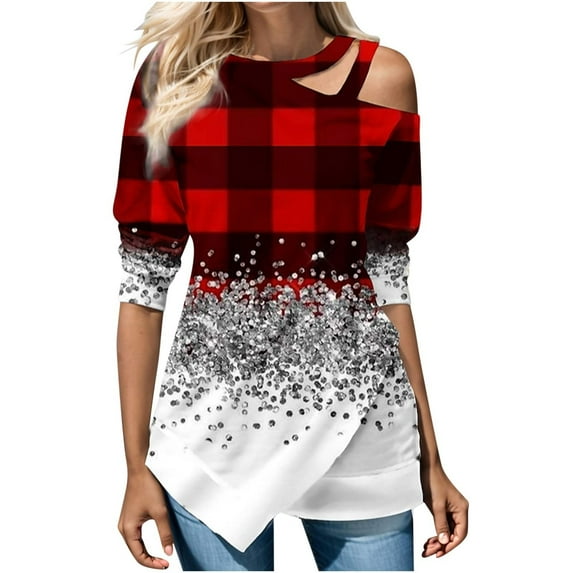 Honeeladyy Womens Irregular Sweatshirt,Fall Strapless Long Sleeve Printed Soft Lightweight Top for Work Valentine's Day Gift