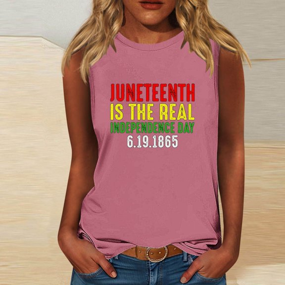 Honeeladyy Womens Independence Day Tank Tops Loose 2024 Summer Dressy Casual Round Neck Shirts Lightweight Sleeveless Basic Tank Tops for Hawaiian (Pink,3XL)