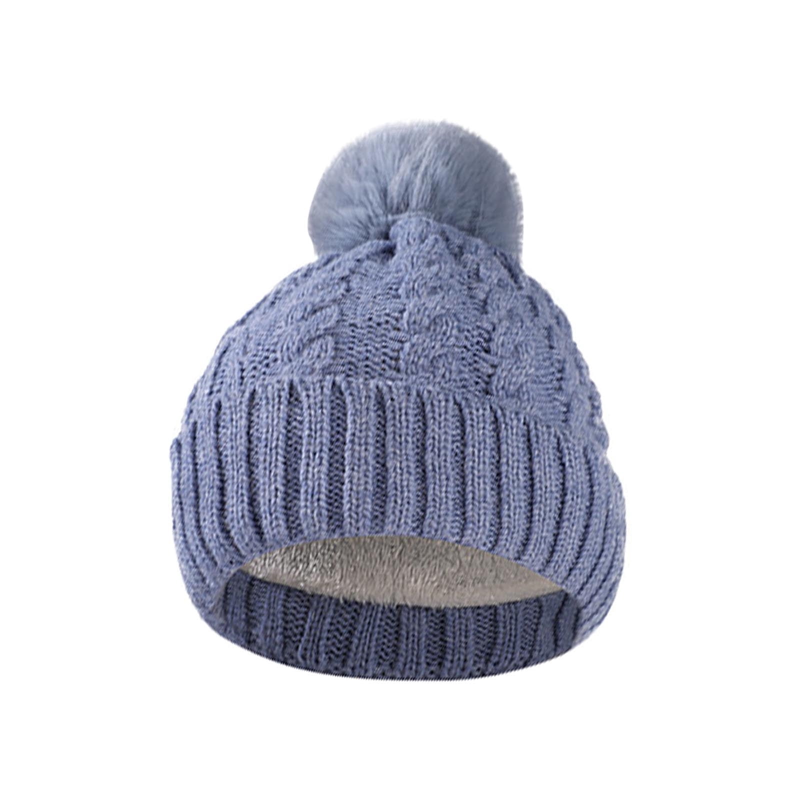 Women’s Peak blue Winter Ribbed Beanie Hat Chunky Cable Knit Pompom Warm il_fullxfull.6752703636_hv7f.jpg main image 2