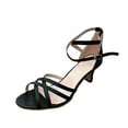 thumbnail image 1 of Honeeladyy Womens Lace Up High Heeled Sandals Chunky Block Ankle Strappy Pumps Dress Party Shoes Birthday Gifts for Daughters Black Size 40, 1 of 8