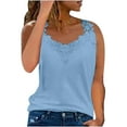 thumbnail image 1 of Honeeladyy Womens Loose Fit Lace Trim Camisole Tops Summer V Neck Solid Color Sleeveless Tank Tops Sky Blue XXL, 1 of 5