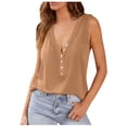 thumbnail image 1 of Honeeladyy Womens Loose Fit Ribbed Button Tank Top Summer Deep V Neck Sleeveless Solid Color Beach Henley Shirts Orange L, 1 of 9