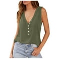 thumbnail image 1 of Honeeladyy Womens Loose Fit Ribbed Button Tank Top Summer Deep V Neck Sleeveless Solid Color Beach Shirts with Pocket Army Green XXL, 1 of 9