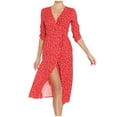 thumbnail image 1 of Honeeladyy Womens Loose Print Short Sleeve dress Women Fashion Attractive Summer Casual Floral Print Short Sleeve V-Neck Mid-Calf Dress, 1 of 4