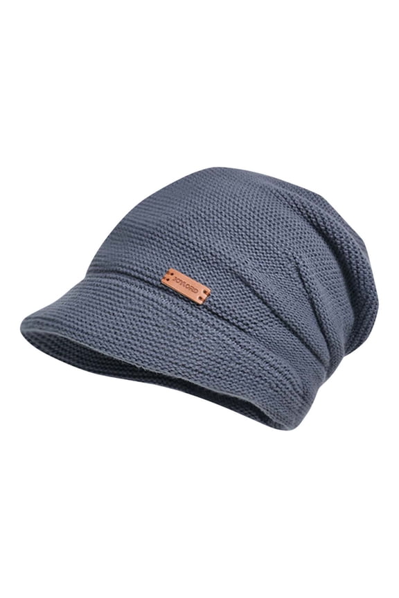 Womens Oversized Slouchy Knit Hat with Visor Brim Outdoor Chunky Soft Ribbed Hat Postpartum Warm Knitted Hat