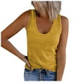 thumbnail image 1 of Honeeladyy Womens Scoop Neck Knit Ribbed Slim Fit Tank Tops Summer Solid Color Skinny Stretch Sleeveless Yoga Tops Yellow XXXXL, 1 of 7