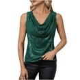 thumbnail image 1 of Honeeladyy Womens Sleeveless Cowl Neck Sequin Tank Tops Glitter Cocktail Blouses for Party Nightclub Green XL, 1 of 9