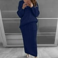 thumbnail image 1 of Honeeladyy Womens Solid Color Round Neck Long Sleeve Cable Knitted Warm Two-Piece Skirt Sweater Suit Set skirt suits for women, 1 of 6