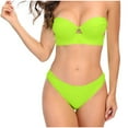 thumbnail image 1 of Honeeladyy Womens Strapless Bandeau Bikini Bathing Suit Solid Color High Cut Two Pieces Back Buckle Swimsuit Green S, 1 of 1