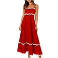 thumbnail image 1 of Honeeladyy Womens Summer Sleeveless Maxi Dresses Adjustable Strap Zipper Beach Vacation Flowy Long Dress Red M, 1 of 9