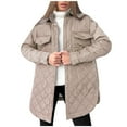 thumbnail image 1 of Honeeladyy Womens Warm Solid Hoodless Jacket Slim Winter Parkas Outwear, 1 of 6