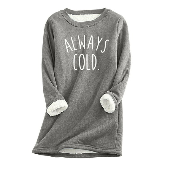 Honeeladyy Womens Winter Warm Sherpa Lined Sweatshirts Soft O Neck Fleece Printed Pullover Sweatshirt tops Valentine's Day Gift