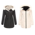 thumbnail image 1 of Honeeladyy Womens Winter Windproof Warm Down Coats Waterproof Thicken Hooded Zipper Puffer Jacket Outdoor Hiking Reversible Jacket Anniversary Gift Black XXXL, 1 of 9