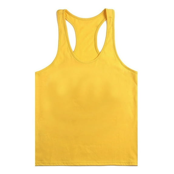 Honeeladyy Workout Tank Tops for Men Gym Stretch Quick Dry Tank Tops Sleeveless Bodybuilding Vest Fitness Sports Muscle Tights Sports Fan T-Shirts Sports Fan Shirts Yellow