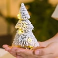 thumbnail image 1 of Honeeladyy Xmas Tree Miniature Snow Frost Christmas Trees Artificial Snow Frost Tree Ornaments with Wood Bases for Scene Party Decor Mini Christmas Tree (Without String Light), 3.15x3.15x5.91in, 1 of 6