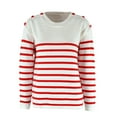 thumbnail image 1 of Honeeladyy omen's Long Sleeve Crew Neck Striped Sweater Knit Pullover Jumper Tops, 1 of 6