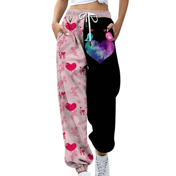 Honeeladyy plus size women's pants Women's Fashion Casual Printing Pocket Elastic Waist Trousers Long Straight Pants Sweatpants