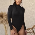 thumbnail image 1 of Honeeladyy sexy shapewear top for women Women's Long Sleeved Solid Color Light Velvet Fashion Square Neck Tight Fitting Cutout Jumpsuit, 1 of 1