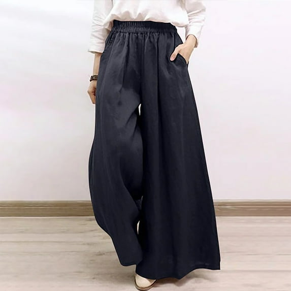Honeeladyy women pants on clearance under $5 Womens Fashion Summer Solid Casual Pocket Elastic Waist Long Pants