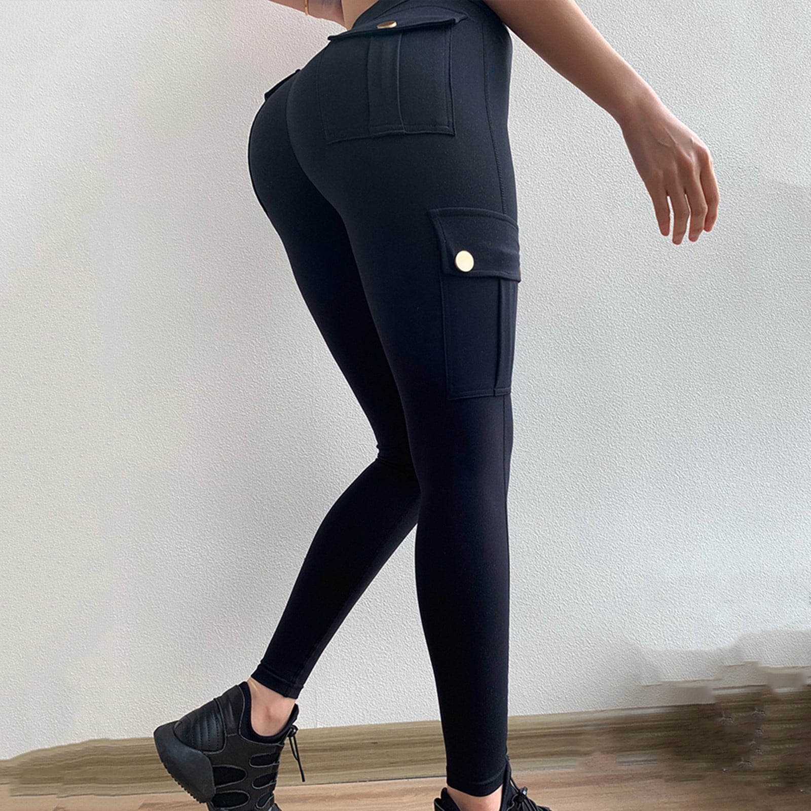 Honeeladyy Pants For Women Loose Multi Pockets Stretchy Yoga Fitness Pants  Women's Tight-fitting Attractive Sports Pants High-waist Quick-drying