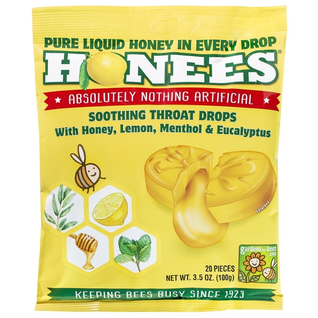 Mendhol Honees Menthol Eucalyptus Soothing Throat Lozenges, Honey Lemon Cough ...