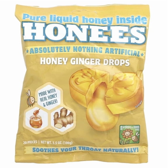 Honees, Honey Ginger Drops, 20 Pieces, 3.5 oz (100 g) Pack of 2