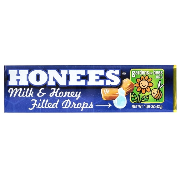 Honees, Milk & Honey Filled Drops, 1.50 oz Pack of 4