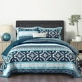 thumbnail image 1 of HoneiLife Cotton Quilt Set 3 Piece Lightweight Quilts Bedding Set, Navy Blue, Queen, 1 of 7