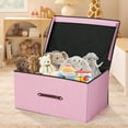 thumbnail image 1 of Honeier Toy Storage Collapsible Toy Box with Lid 24 x16 x12 inches Large Toy Chest Organizer for kids Clothes Storage Bin, Pink, 1 of 6