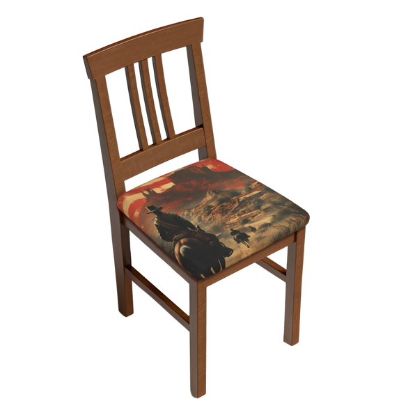 Honeii 1860s Style American Cowboy Print Square Cushion Cover with Elastic Band & Ties,Sofa Cushion Covers,Furniture Protector for Living Room,Washable Sofa Seat Slipcover-Four Pieces