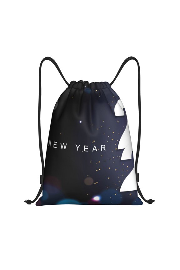 2025 Happy New Year 2 Print Drawstring Backpack,Drawstring Bags String Backpack Gym Cinch Sack Backpack Sport Bag Draw-Medium