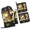 thumbnail image 1 of Honeii 2025 New Year 3 Pattern Oven Mitts and Pot Holders, Silicone Oven Gloves,500 F Heat Resistant Oven Mitts Sets, 4PCS, 1 of 6