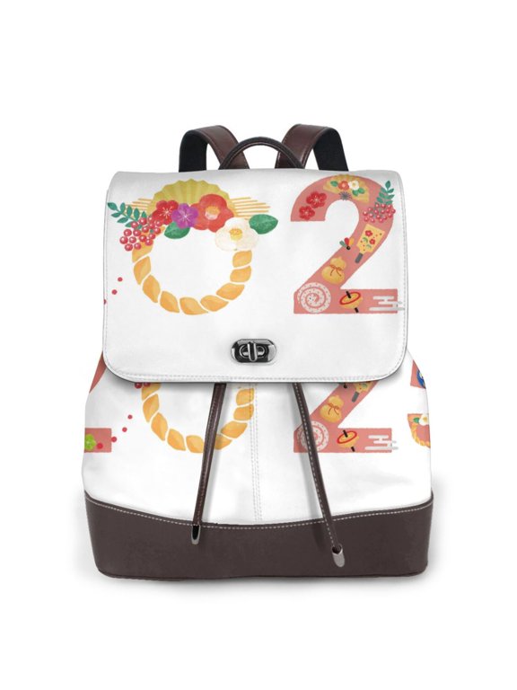 2025 New Year'S rint Leather Backpack,Trendy Leather Backpack,PU Leather Daypack, Ideal for Work, School, Nurse, College & Travel